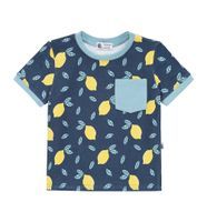 T-shirt z kieszonką Cytryny na niebieskim 128/134