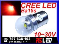 żarówka LED P21W ba15s Cree X-PE 12v 24v czerwona przeciwmgłowa STOP