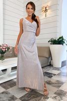 ELIZABETH srebrno-różowa długa suknia brokatowa 36