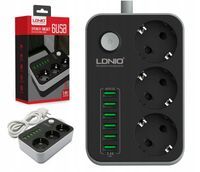 Listwa zasilająca 3 gniazda + 6x USB przedłużacz