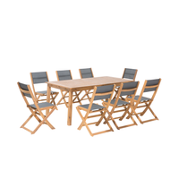 Zestaw ogrodowy drewniany stół i 8 krzeseł szary CESANA