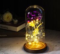 Świecąca Fioletowa Róża w Szklanej Kopule LED