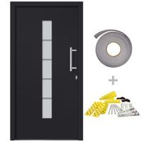 Drzwi zewnętrzne, aluminium i PVC, antracytowe, 110x210 cm