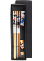 Zestaw drewnianych pałeczek z podstawkami Gift Box Geisha 22,5cm - 2 pary - Edo Japan