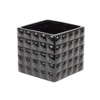 Doniczka Ceramiczna osłonka 18x15 kwadrat czarny nowoczesna