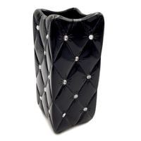 Czarny duży wazon z kryształkami pikowany glamour wysoki 27cm