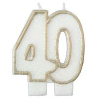 Świeczka na tort "40", ARPEX, złota brokatowa, 6 cm