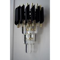 Elegancki czarno złoty kinkiet lampa ścienna Art Deco salon sypialnia