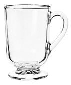 Kubek szklany szklanka na stopce nóżce z uchem do kawy herbaty ALLO 300 ml