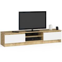 Szafka RTV 160 cm pod telewizor - dąb artisan-biała