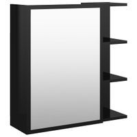 Szafka z lustrem, wysoki połysk, czarna, 62,5x20,5x64 cm, płyta
