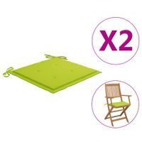 Poduszki na krzesła ogrodowe, 2 szt., jasnozielone, 40x40x4 cm