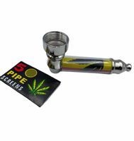 Fajka metalowa o wzorze konopi z 5 sitkami