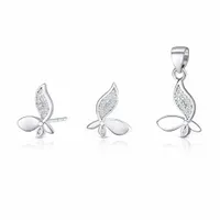 komplet srebrnej biżuterii - kolczyki motyle i zawieszka motyl