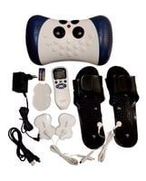 Elektrostymulator masażer mięśni TENS EMS + klapki + masażer karku 3w1