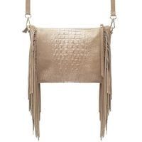 TOREBKA zamszowa listonoszka boho z frędzlami kroko V001 beżowa