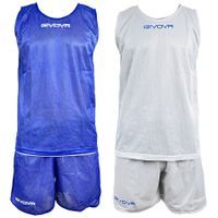 Komplet strój koszykarski spodenki + koszulka Givova Double niebiesko-biały L