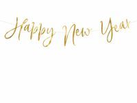 Girlanda baner sylwestrowy na sylwestra sylwester Happy New Year złoty, 66 cm