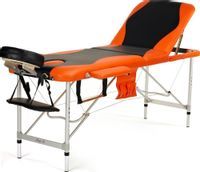 Stół, łóżko do masażu 3-segmentowe aluminiowe dwukolorowe Czarno Pomarańczowe