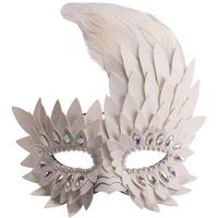Maska karnawałowa "Wenecka - Pióra", biała, Carnival Toys,
