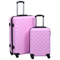Zestaw twardych walizek na kółkach, 2 szt., różowy, ABS