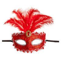Maska karnawałowa "Wenecka z piórami", czerwony, Carnival Toys