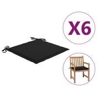 Poduszki na krzesła ogrodowe, 6 szt., czarne, 50x50x4 cm