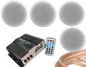 4 GŁOŚNIKI SUFITOWE + WZMACNIACZ USB SD FM ZESTAW