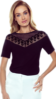 Floriana bluzka z krótkim rękawem czarna XL