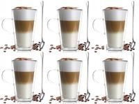 Szklanki Termiczne z Podwójną Ścianką Kawa Latte z Łyżeczkami 6 sztuk