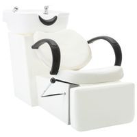 Myjnia fryzjerska, fotel z umywalką, biała, sztuczna skóra