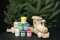 Świąteczny Zestaw Diy: Drewniany Pociąg + 6 Farb