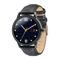 Damski Smartwatch Skórzany Czarny Elegancki Zegarek WCF18 Watchmark
