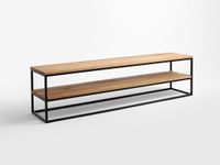 Konsola JULITA SOLID WOOD 180-2F - dąb, czarny, meble metalowe loftowe