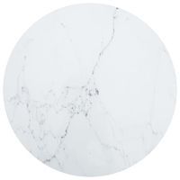 Blat stołu, biały, Ø80x1 cm, szkło ze wzorem marmuru