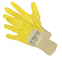 Rękawice robocze bawełniane powlekane żółtym nitrylem RNIT Ż 9-L