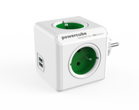 Listwa zasilająca allocacoc PowerCube Original USB - zielony, 4x 230 V + 2x USB 2,1 A max