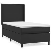 Łóżko kontynentalne z materacem, czarne, ekoskóra 80x200 cm