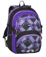 Lekki dwukomorowy plecak Bagmaster z fioletowymi suwakami