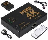 ROZDZIELACZ HDMI 3 porty typu A Switch Rozgałęźnik +pilot czarny HD28D