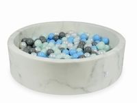 Suchy basen 110x30 marmur z piłeczkami 400szt (jasnomiętowe, jasnobłękitne, szare, perłowe)