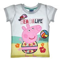 T-shirt dla dzieci Świnka Peppa na plaży Biała 128