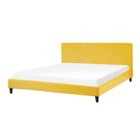 Łóżko welurowe 180 x 200 cm żółte FITOU