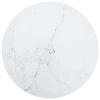 Blat do stołu, biały, Ø30x0,8 cm, szkło ze wzorem marmuru