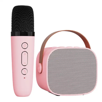 MarKowy zestaw DO KARAOKE mikrofon bezprzewodowy głośnik Bluetooth róż