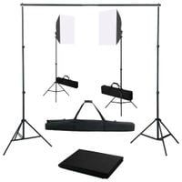 Fotograficzny zestaw studyjny z lampami softbox i tłem