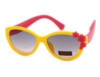 Okulary przeciwsłoneczne dziecięce UV 400, z KWIATUSZKAMI żółto-czerwone