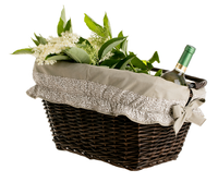Wiklinowy kosz rowerowy z obszyciem 46x34 H23/28 cm