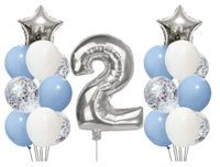 Zestaw balonów na dwa 2 latka SREBRNE gwiazdki 100cm urodziny