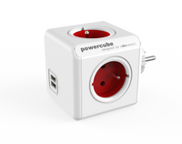 Listwa zasilająca allocacoc PowerCube Original USB - czerwony, 4x 230 V + 2x USB 2,1 A max